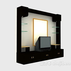 中式电视装饰柜3d模型下载