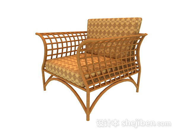 单人藤椅沙发3d模型