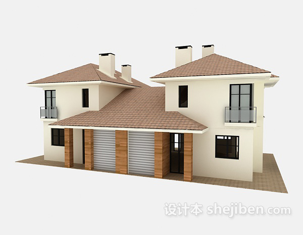 设计本白色别墅3d模型下载