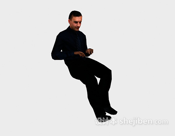 男人坐姿max人物3d模型下载