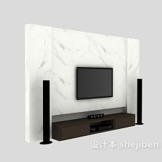 现代电视墙 3d模型下载