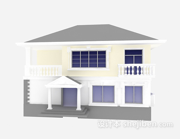 欧式风格别墅外观3d模型下载