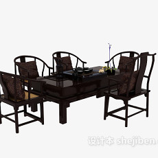 中式风格餐桌3d模型下载