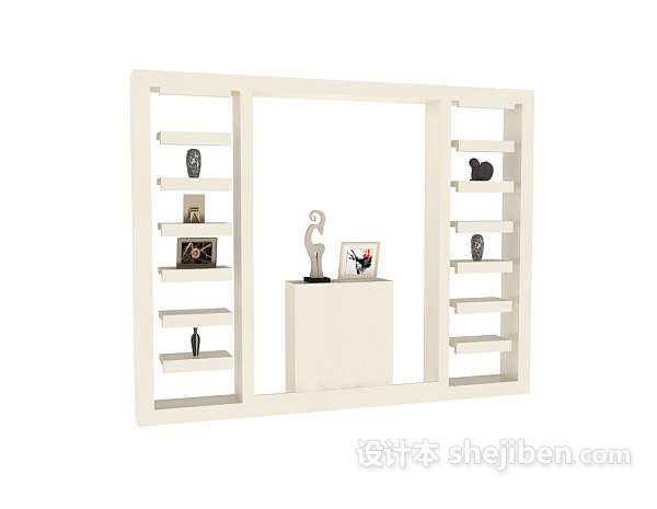 设计本纯白欧式博古架展示装饰柜3d模型下载
