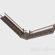 u型楼梯3d模型下载