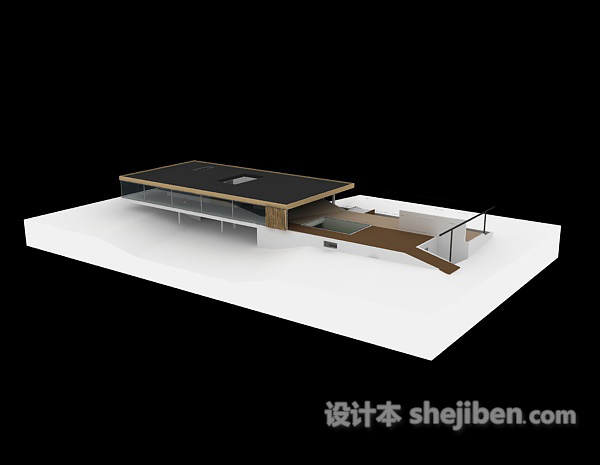 现代简洁造型3d别墅模型