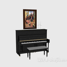 油画黑色钢琴3d模型下载