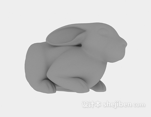 兔子动物雕塑3d模型下载