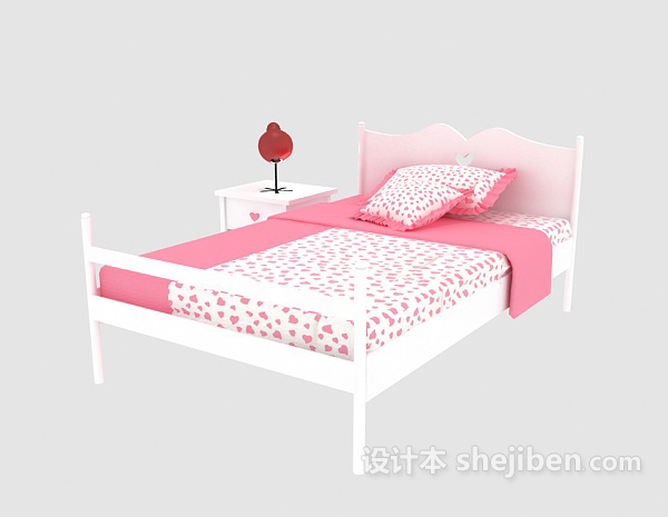 现代风格女孩子儿童床3d模型下载