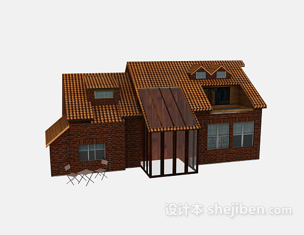 设计本乡村风格别墅3d模型下载