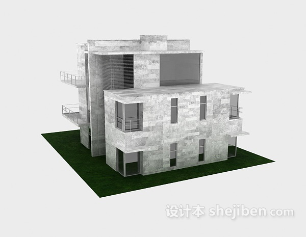 设计本现代风格白色别墅3d模型下载