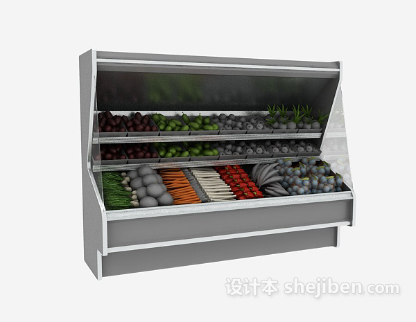 现代风格超市水果蔬菜货架3d模型下载
