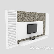 现代电视墙 3d模型下载