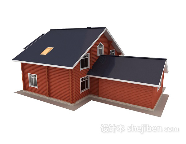 欧式风格红色别墅3d模型下载