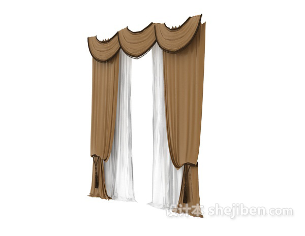 现代风格窗帘max窗帘3d模型下载
