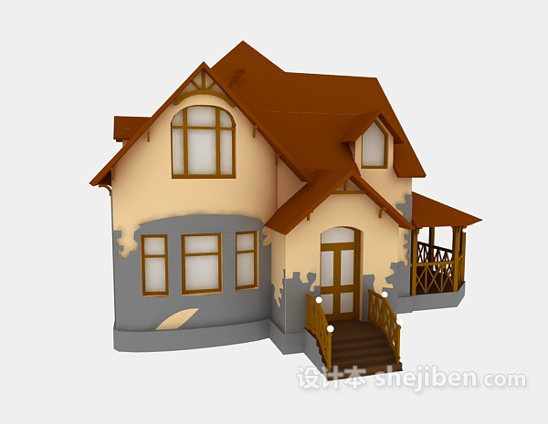 中式风格中式别墅3d模型下载
