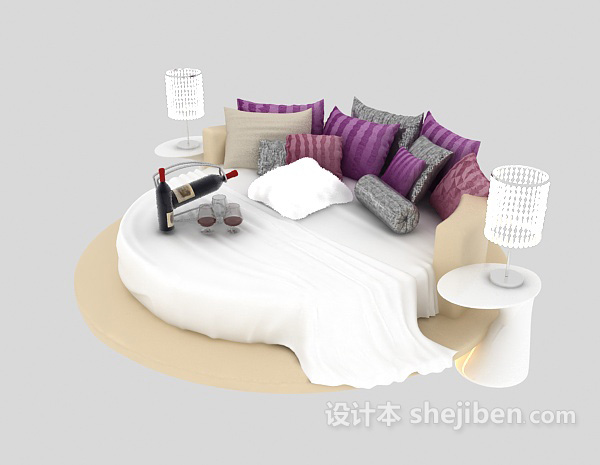 现代风格圆床3d模型下载
