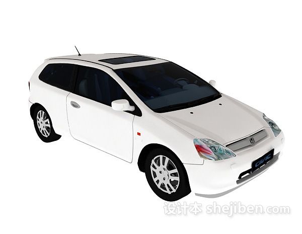 白色的max汽车3d模型下载