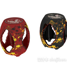 中式陶瓷鼓凳3d模型下载