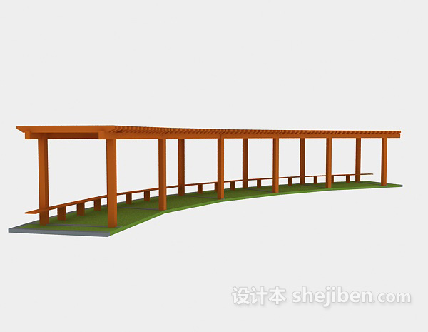 中式风格古建廊3d模型下载
