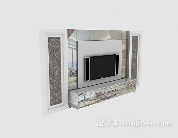 欧式电视柜3D模型下载