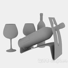 红酒酒架和玻璃高脚酒杯3d模型下载