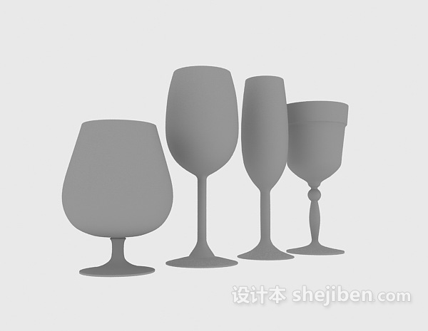 高脚杯酒杯3d模型下载