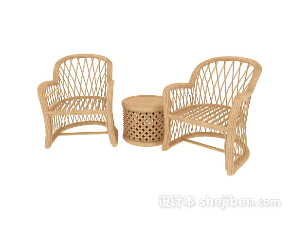 设计本双人藤椅3d模型下载