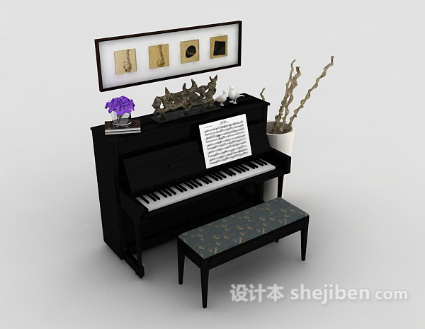 钢琴场景组合模型3d下载