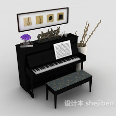 钢琴场景组合3d模型下载