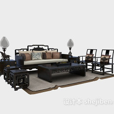 奢华中式沙发组合3d模型下载