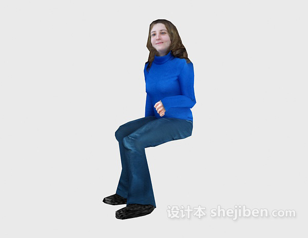 人物女人坐姿3d模型下载