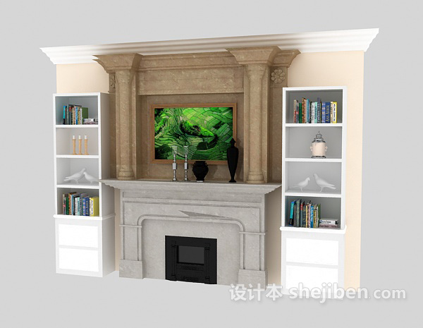 设计本现代电视背景墙3d模型下载