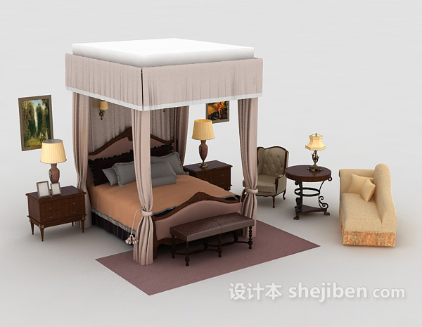 设计本床3d模型下载