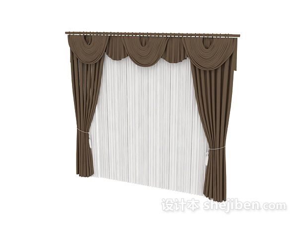 欧式风格单色欧式窗帘max窗帘3d模型下载