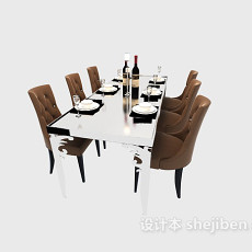欧式时尚大气多人餐桌 max免费3d模型下载