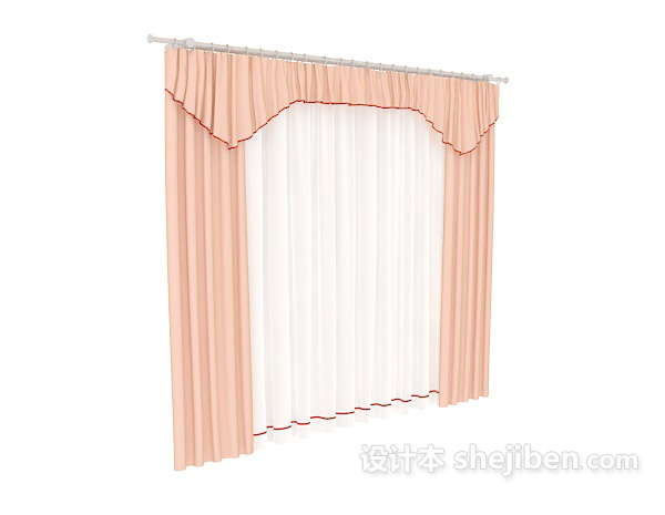 粉色窗帘3dmax窗帘模型下载