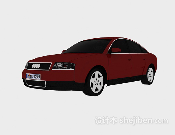 现代风格红色车车3d模型下载