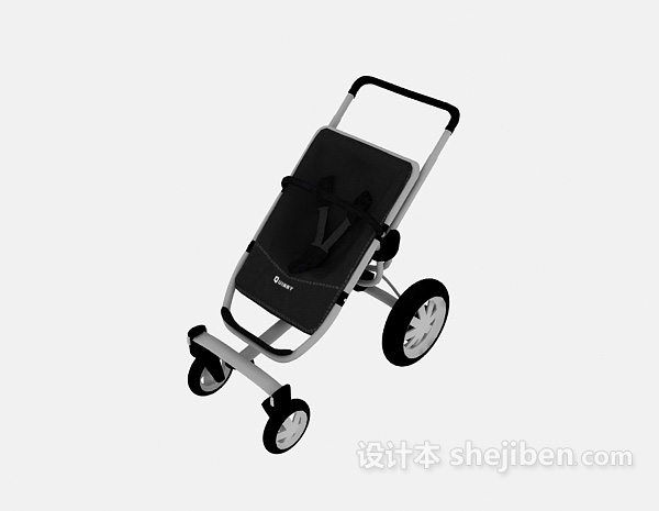 黑色婴儿车3d模型下载