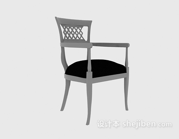 实木刻画美式休闲座椅3d模型下载