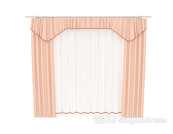 免费粉色窗帘max窗帘3d模型下载