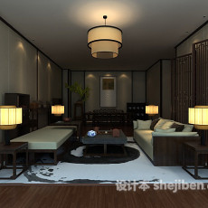 中式客厅屏风3d模型下载