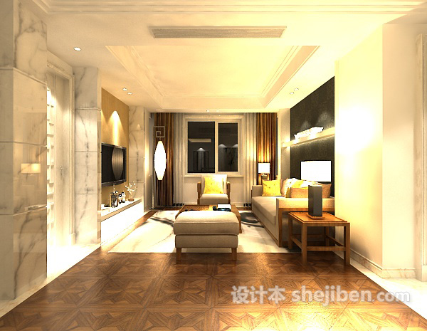 室内客厅沙发3d模型下载
