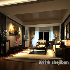 max新中式室内客厅3d模型下载