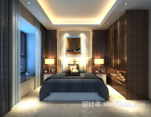 卧室背景墙3d模型