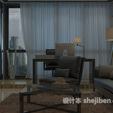 客厅窗帘3d模型下载