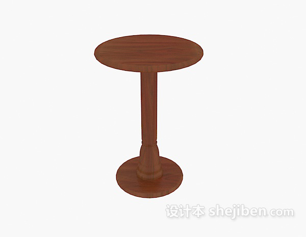 圆形实木小边桌