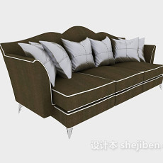 灰色三人沙发3d模型下载
