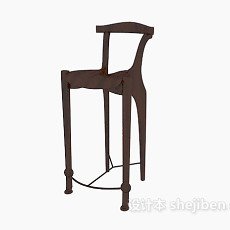 原木吧台椅3d模型下载