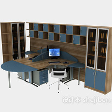 办公桌、办公柜组合3d模型下载